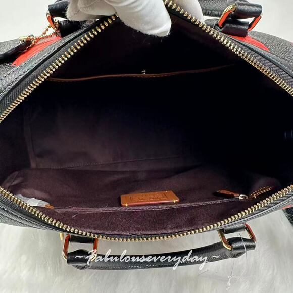 Coach Rowan Large Satchel Bag With Floral Print In Leather/Black/Red CCE27 NWT - Picture 8 of 9